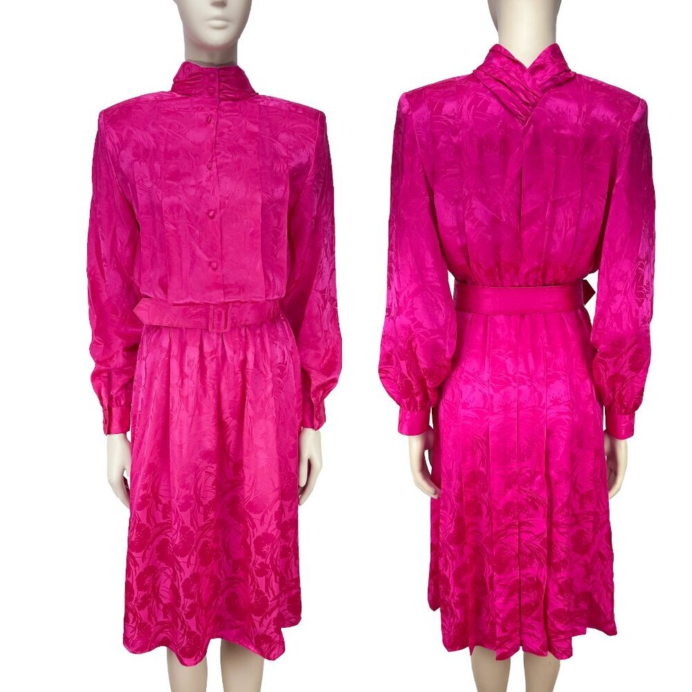 Vintage Fuchsia Long Sleeve Dress